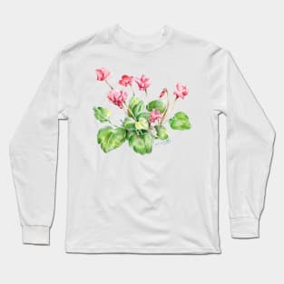 Color pencil of Cyclamen Flower Long Sleeve T-Shirt